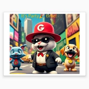 NEW!💯 IT'S PARTY TIME! SELF CREATED 8.5x11 ULTRA GLOSSY KIDS COLOR ART POSTER😃